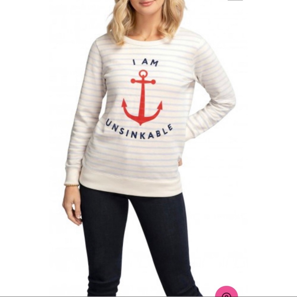 Spartina 449 White and Red Anchor Sweater
